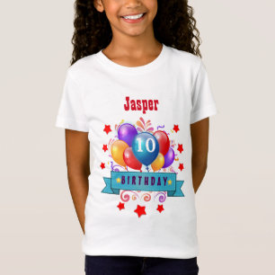 T-Shirt 10ème Ballons colorés de fête V10FZ d'anniversa