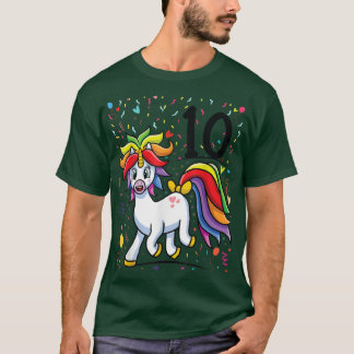 T-shirt 10ème parti Anniversaire 10 ans Unicorn Party 10èm