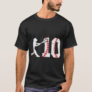 T-shirt 10th Birthday Baseball Big Number Ten 10 Year Old