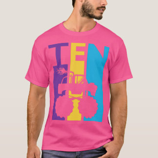 T-shirt 10th Birthday en Colorful Monster Truck 10 Year Ol