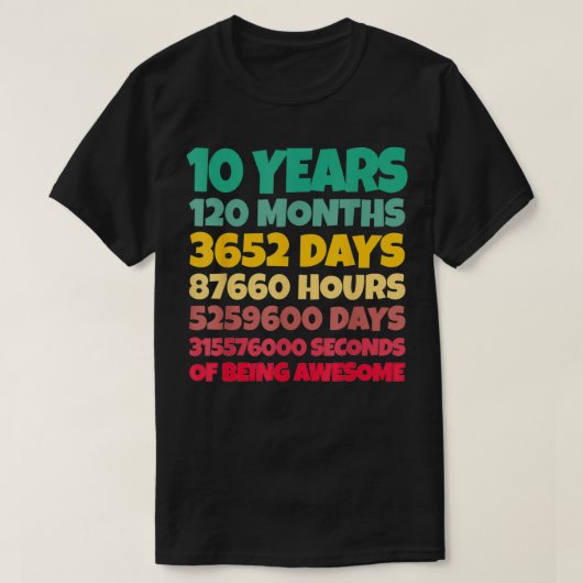 T-shirt 10th Birthday Gift Boy 10 Years Being Awesome (Design devant)