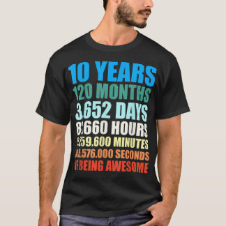 T-shirt 10th Birthday Gift Boy 10 Years Being Awesome