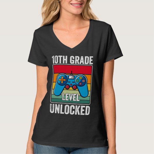 T-shirt 10th Grade Level Unlocked Video Game Back to Schoo (Devant)
