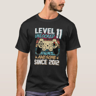 T-shirt 11 Ancien Garçon Niveau 10 Déverrouillé Awesome 20