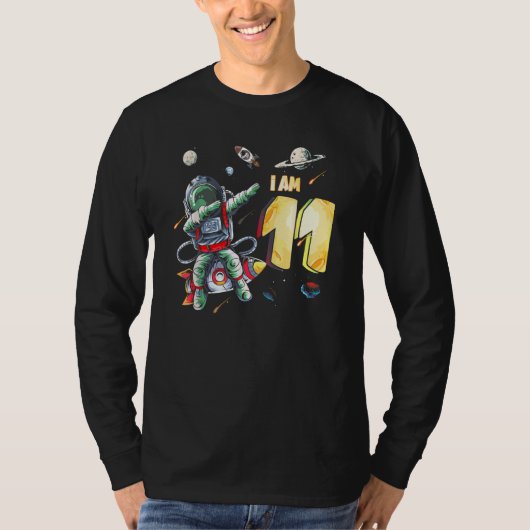 T-shirt 11 ans Anniversaire Garçon astronaute espace 11e B (Devant)