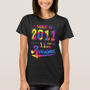 T-shirt 11 Ans Né En 2011 Tie Dye 11ème Anniversaire Aw