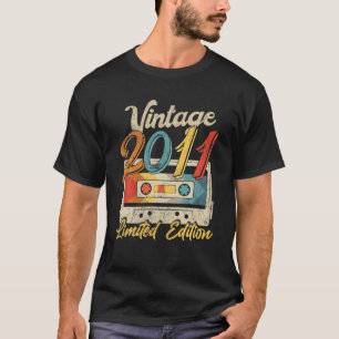 T-shirt 11 Ans Vintage 2011 Cassette Bande Rétro 11E
