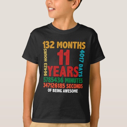 T-shirt 11 Year of Being Awesome 11e Birthday (Devant)