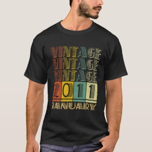 T-shirt 11E Anniversaire 11 Ans Décoration Vintage Janu