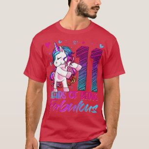 T-shirt 11e anniversaire 11 ans fille Flossing Unicorn P