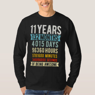 T-shirt 11e anniversaire 11 ans Vintage Retro 132 mois
