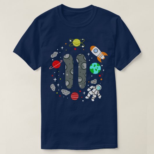 T-shirt 11e anniversaire astronaute spatial (Design devant)