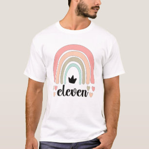 T-shirt 11E Anniversaire Boho Rainbow Party Enfants Onze A