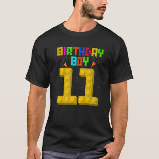 T-shirt 11E Anniversaire Boy Building Blocs 11 Ans Bo