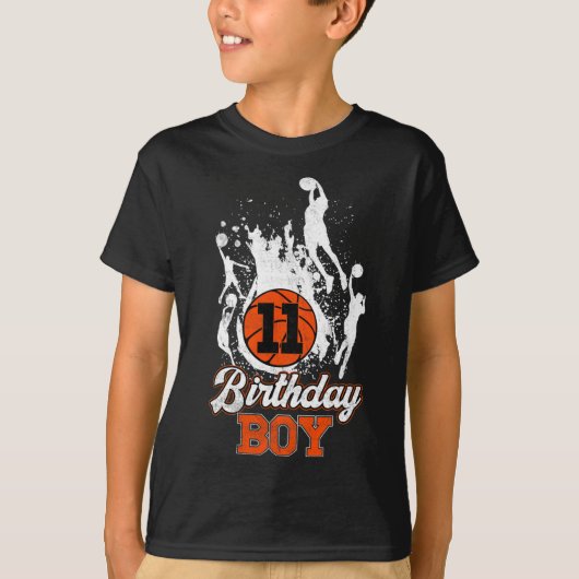 T-shirt 11e anniversaire Bysketbyll thème Anniversaire gar (Devant)