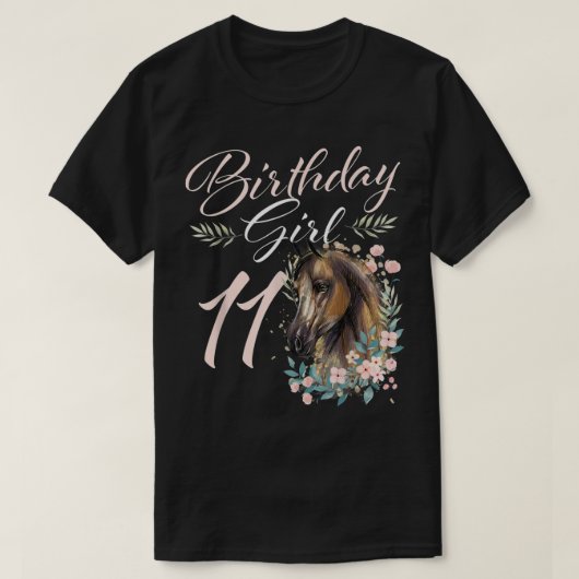 T-shirt 11e anniversaire fille Horse Lover 11 ans Annivers (Design devant)