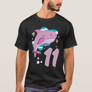 T-shirt 11e anniversaire filles requin 11 ans vieux requin