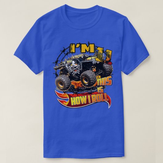 T-shirt 11e anniversaire Garçon et camions 11 ans pour enf (Design devant)