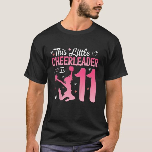 T-shirt 11e anniversaire Pom-pom girl fille 11 ans Cheerl (Devant)