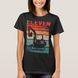 T-shirt 11e anniversaire Retro Excavateur Véhicule de cons