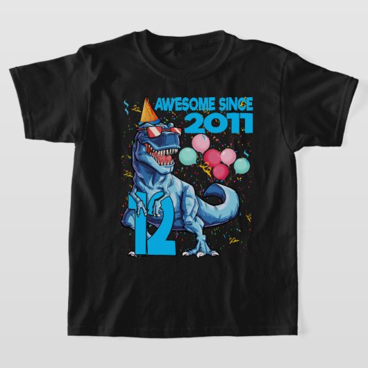T-shirt 12 Ans 12ème anniversaire Dinosaur Boy Party 2011 (Poser)