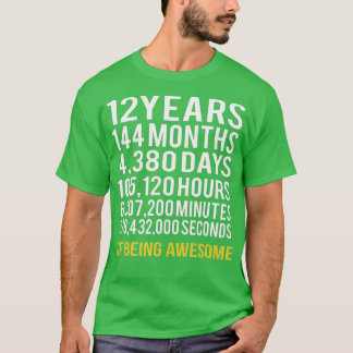T-shirt 12 Ans 144 Mois D'Être Impressionnant 12e Annivers