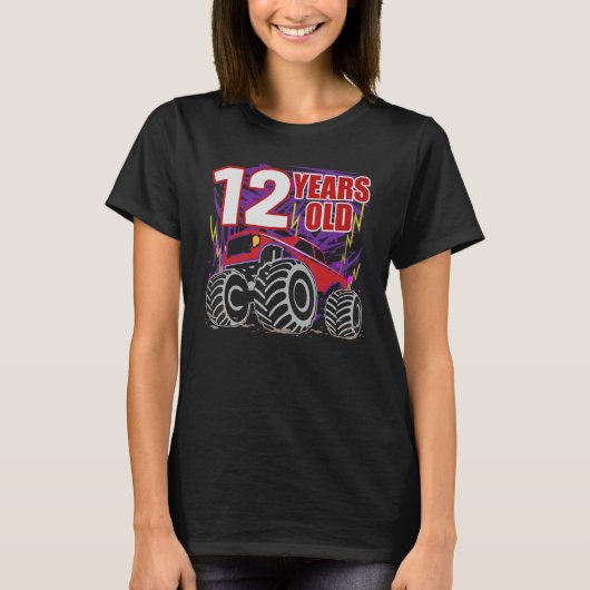 T-shirt 12 Ans Camion Monster Pour Garçons Et Filles (Devant)