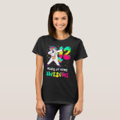 T-shirt 12 ans fille Unicorn Dabbing 12e anniversaire Cl (Devant entier)
