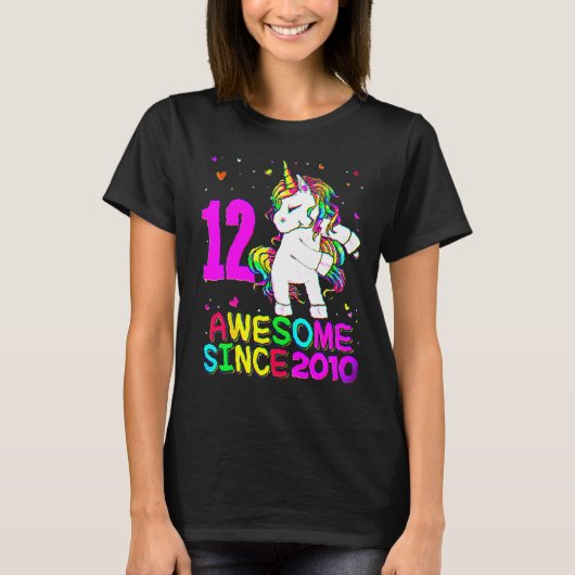 T-shirt 12 Ans Unicorne Flossing 12e Anniversaire Girl U (Devant)