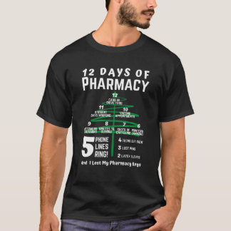 T-shirt 12 Days Of Pharmacy Chrisrmas Tree Pharmacist Xmas