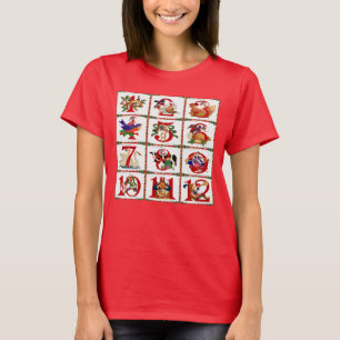 T-shirt 12 Jours De Décolletage De Noël Imprimer Cadeaux T