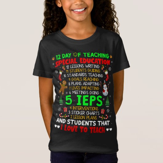 T-Shirt 12 Jours D'Enseignement De L'Éducation Spéciale IE (Devant)
