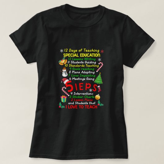 T-shirt 12 Jours D'Enseignement Enseignant Spécial (Design devant)