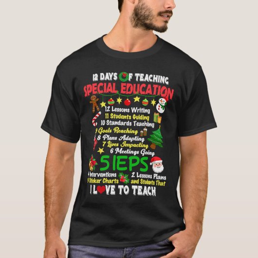 T-shirt 12 Jours D'Enseignement Spécial Enseignant Elf (Devant)
