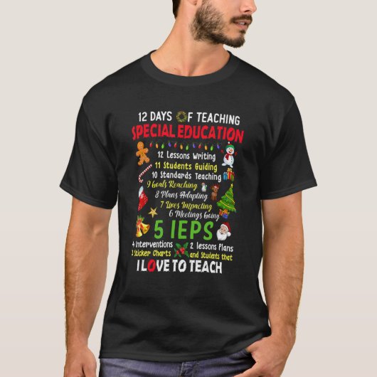 T-shirt 12 Jours D'Enseignement Spécial Enseignant Elf (Devant)