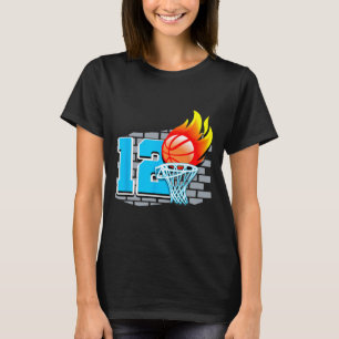 T-shirt 12 Year Old 12th Basketball Birthday Party Theme B