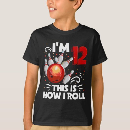 T-shirt 12e anniversaire Boy Bowling C'est comment je roul (Devant)
