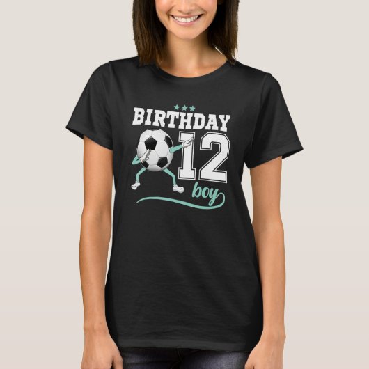 T-shirt 12e anniversaire Dabbing Soccer 12 ans Garçon fill (Devant)