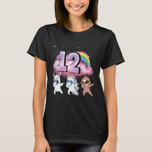 T-shirt 12e anniversaire Dabbing Unicorn Sloth Sheep