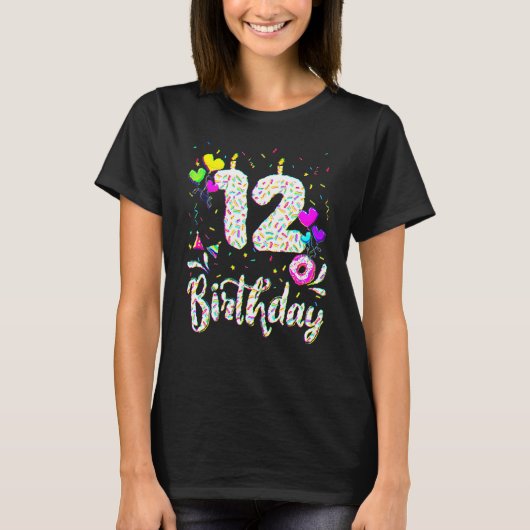T-shirt 12e anniversaire fille 12 ans Anniversaire Doughnu (Devant)