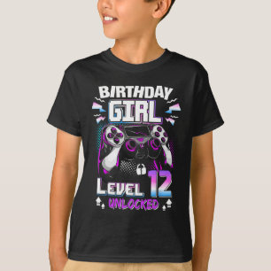 T-shirt 12e anniversaire filles niveau 12 déverrouillé 12