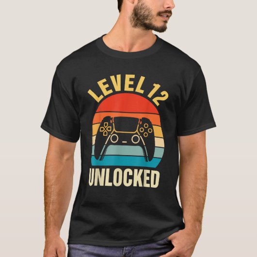 T-shirt 12e anniversaire garçon niveau 12 jeu vidéo déverr (Devant)