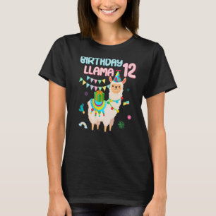 T-shirt 12e anniversaire Llama 12 ans thème Alpaca B