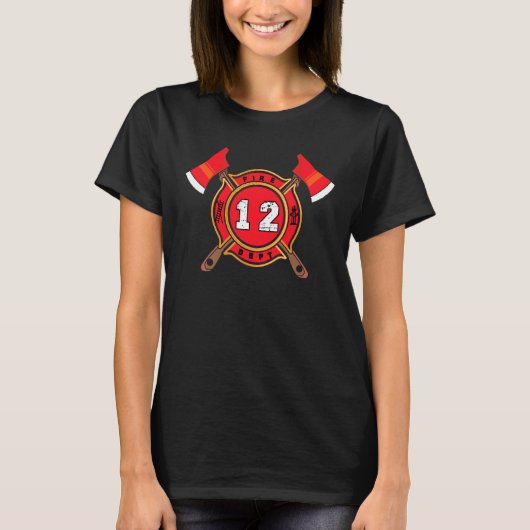 T-shirt 12e anniversaire pompier garçon Douze ans pompier (Devant)