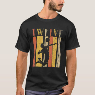 T-shirt 12e Birthday Volleyball Sport Boys Retro Born In