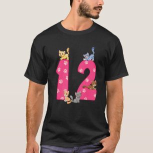 T-shirt 12e Chat Anniversaire Célébrant 12 ans Vieux Kitte