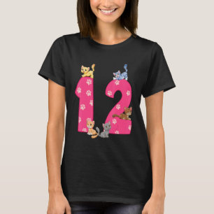 T-shirt 12e Chat Anniversaire Célébrant 12 ans Vieux Kitte