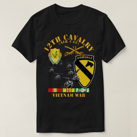 T-shirt 12e division Cavalier Air Cav 1re division Cav ave (Design devant)