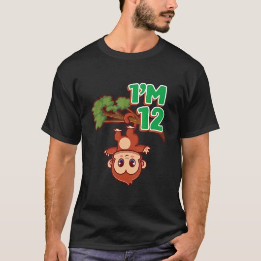 T-shirt 12e fête d'anniversaire 12 ans Singe Ape Zoo Anima (Devant)