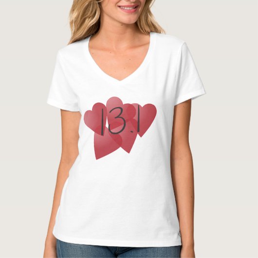 T-shirt 13,1 coeurs - demi d'amour de marathon (Devant)